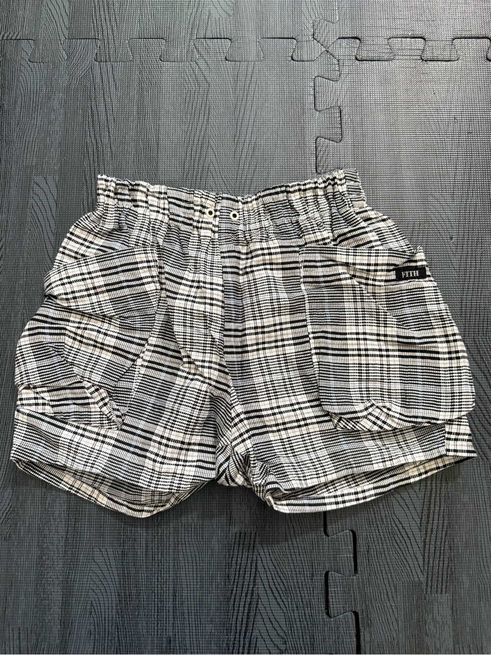 Fith kids black & white plaid shorts